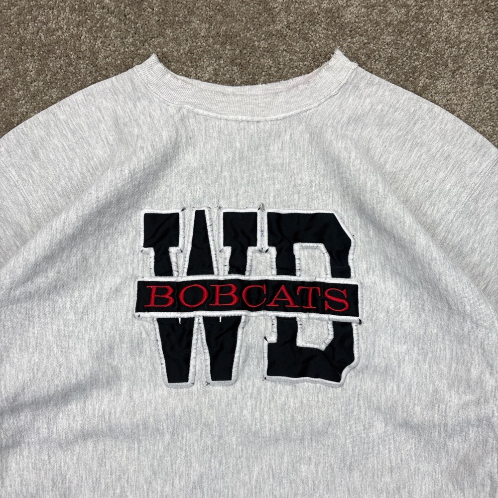 Vintage 90s Rugged Sweats WB Bobcats Reverse Weave Distressed Sweatshirt Large‎ - Picture 2 of 16
